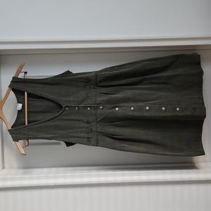 Vintage olive green overall dress sz L